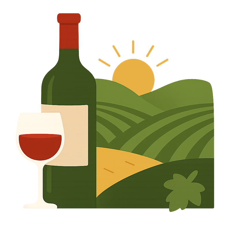 Paisaje de viñedos al atardecer